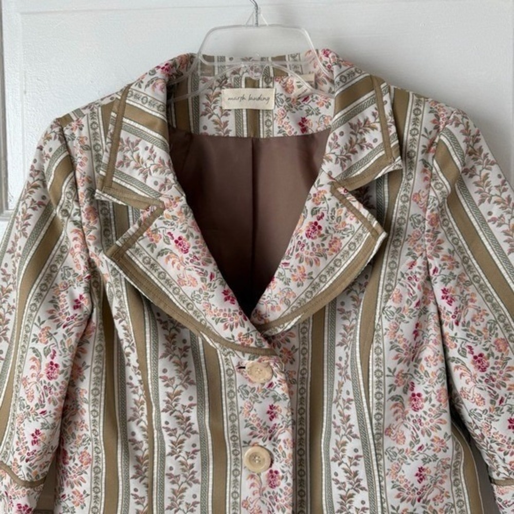 Marsh Landing Floral Embroidered Blazer Jacket Baroque Pink Neutrals Feminine M - Picture 5 of 13